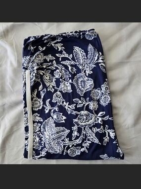 Navy and White Floral Maxi Skirt - Women
